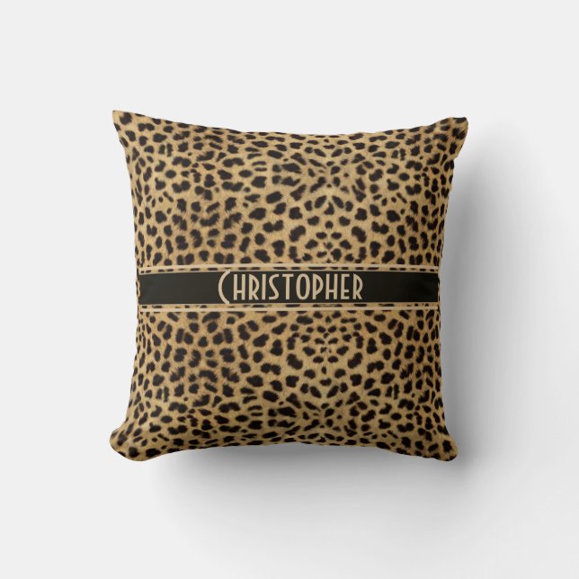 Coussin Copie de peau de tache de léopard personnalisée (Recto)