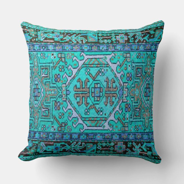 Coussin Copie de tapis oriental antique dans les bleus (Recto)