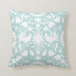 Coussin Copie d'Otomi, Aqua et carreau blanc de Boho