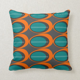 Coussin Copie moderne de la moitié du siècle - orange et