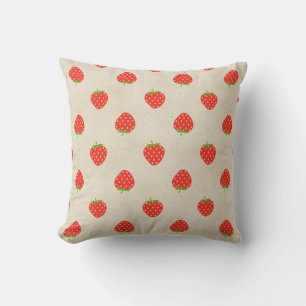 Coussin Copie rustique Girly vintage de fraises de fraise
