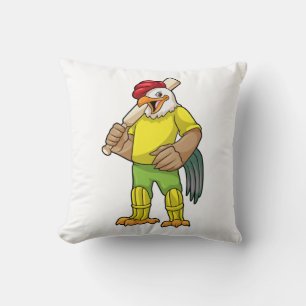 Coussin Coq en batteur avec batte de cricket
