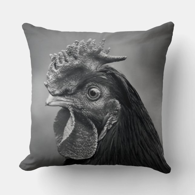 Coussin Coq noir et blanc (Recto)