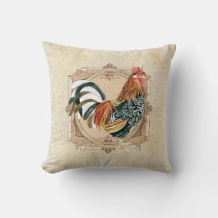 Coussin Coq rustique de grange de pays français vintage de