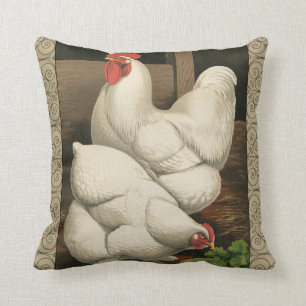 Coussin Coqs et poule en dehors de Chambre de poule avec