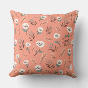 Coussin Coquelicots blancs gras sur fond rouge