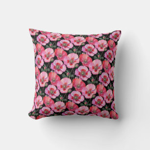 Coussin Coquelicots roses 