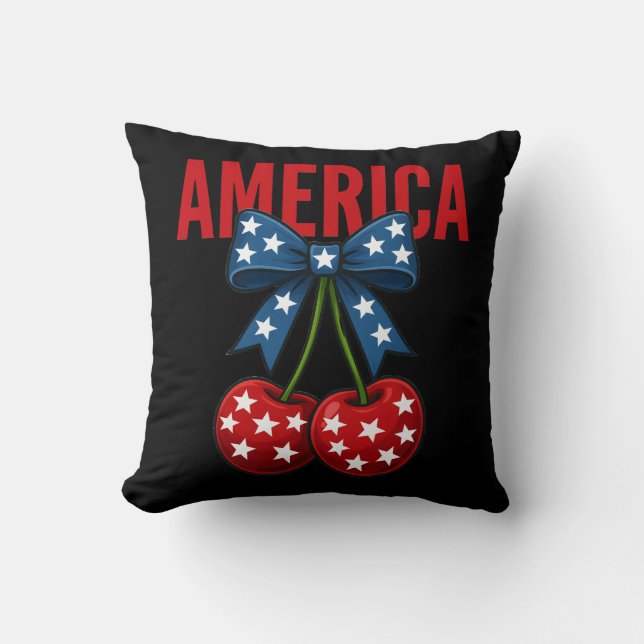 Coussin Coquette de la boîte de cerise du drapeau américai (Recto)