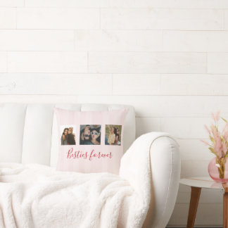 Coussin coquette Meilleures Amies Photos Collage Rayure Ro