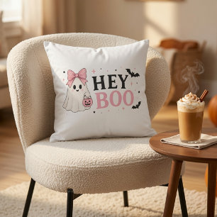 Coussin Coquette Rose Hey Boo Fantôme Halloween