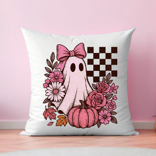 Coussin Coquette rose rétro Fille fantôme avec Bow Hallowe