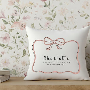 Coussin Coquette Ruban Nom du cadre de naissance Statistiq