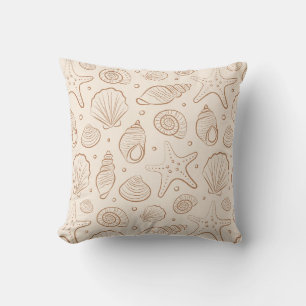Coussin Coquillage de mer style bohème côtier neutre crème