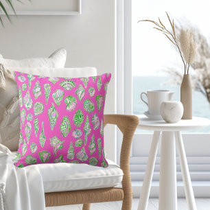 Coussin Coquillage Prépayé / Maison de plage côtière rose 