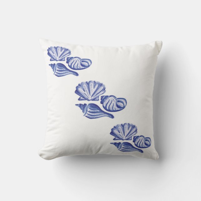 Coussin Coquillages bleu océan (Recto)
