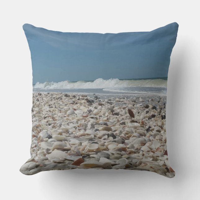 Coussin Coquillages mignons sur la copie de photo de plage (Recto)
