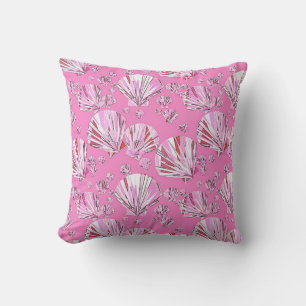 Coussin Coquillages roses et coralliens, arrière - plan ro