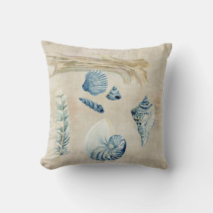 Coussin Coquilles d'aquarelle de carnet à dessins de plag