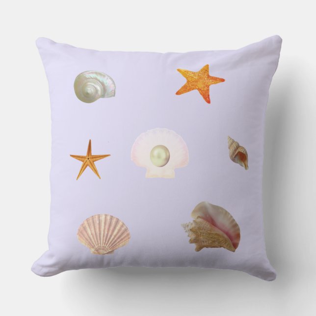Coussin Coquilles, étoiles de mer et perle sur perle légèr (Recto)