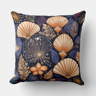 COUSSIN COQUILLES TROPICALES ORNÉES D'OR