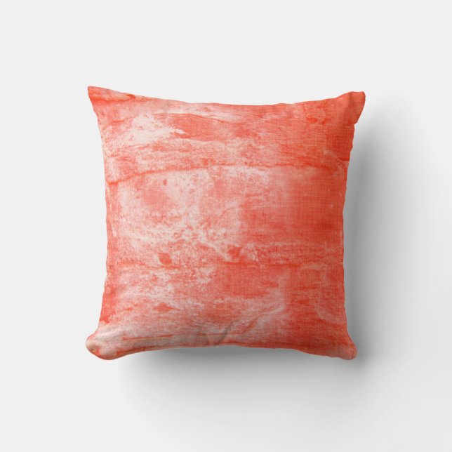 Coussin Corail/blanc Abstrait (Recto)