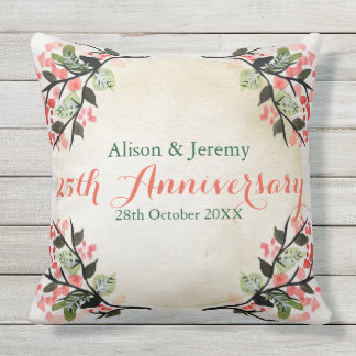 Coussin Corail botanique d'anniversaire de mariage