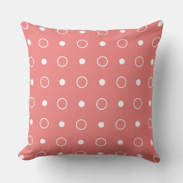 Coussin Corail clair et points blancs (Recto)