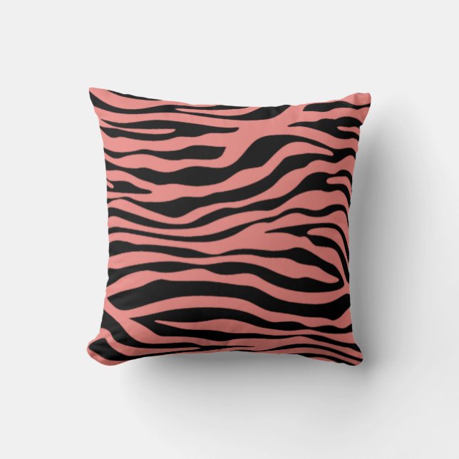 Coussin Corail clair Zebra Stripes Poster de animal (Recto)