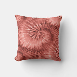 Coussin Corail ou Saumon Tie Dye Starburst Spiral Retro