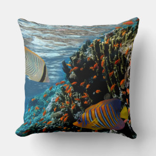 Coussin Corail Reef avec feu Corail et poissons exotiques