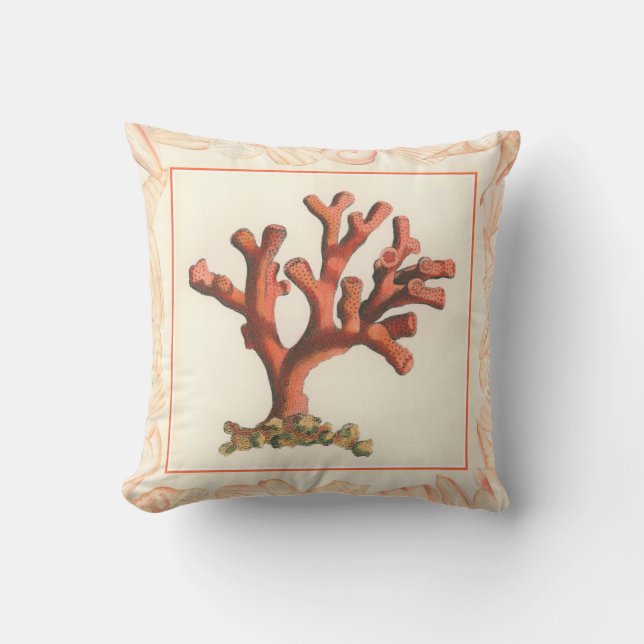 Coussin Corail rouge avec bordure conique (Recto)