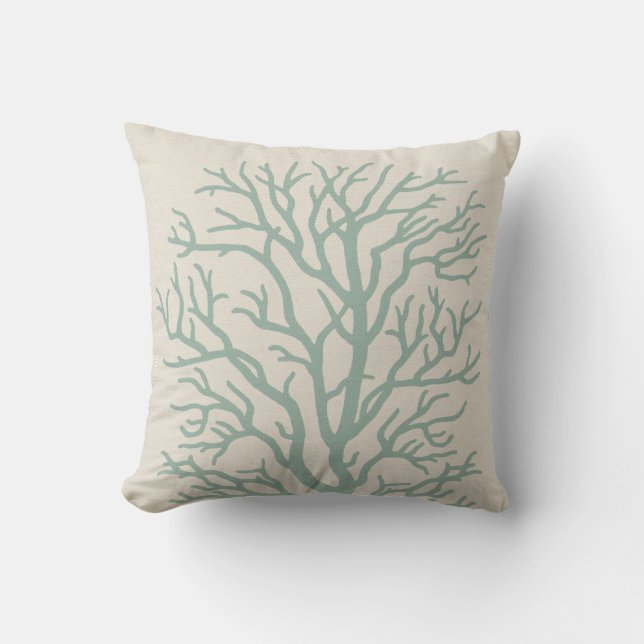Coussin Corail Tree in Seafoam Green (Recto)