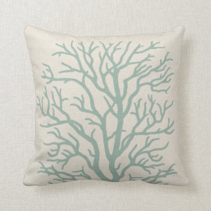 Coussin Corail Tree in Seafoam Green