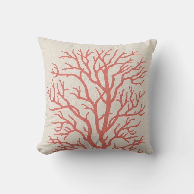 Coussin Corail Tree Nautique en Coral rose (Recto)