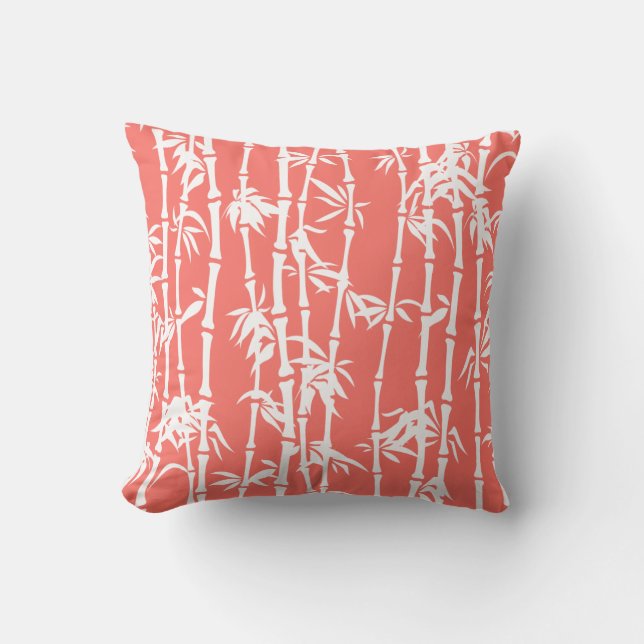 Coussin Corail vivant, coutume de bambou blanc (Recto)