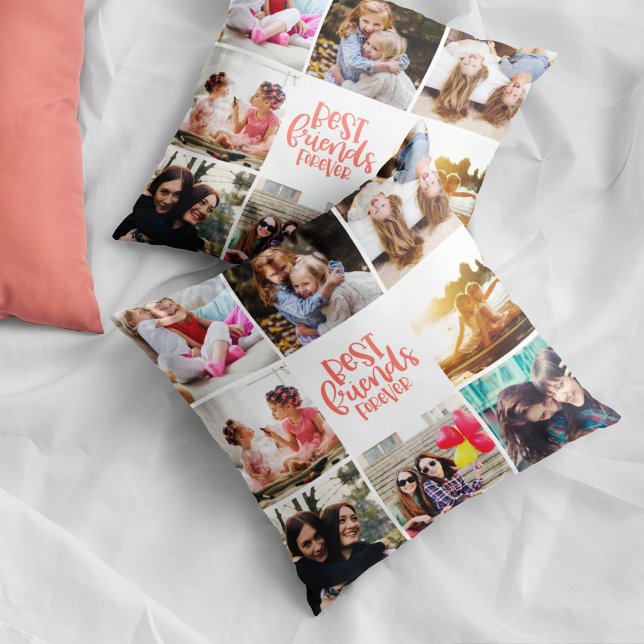 Coussin Coral branché Meilleurs amis pour toujours Collage (Créateur téléchargé)