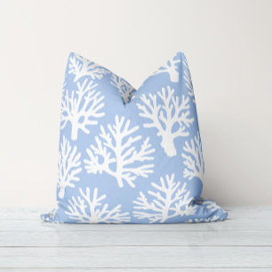 Coussin Coral Dérive Bleu Blanc Doux