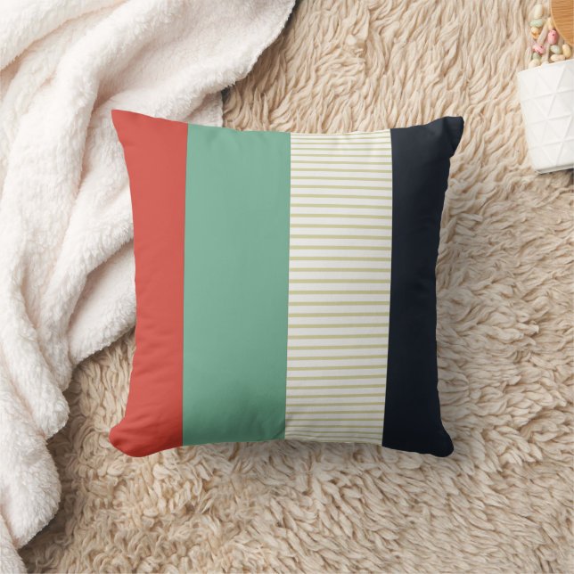 Coussin Coral, Mint, Navy & Cream | Simple and Sleek (Couverture)