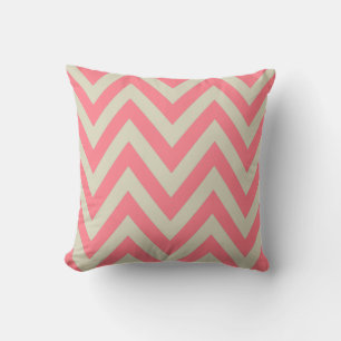Coussin Coral rose beige ZigZag Grilles Motif Chevron