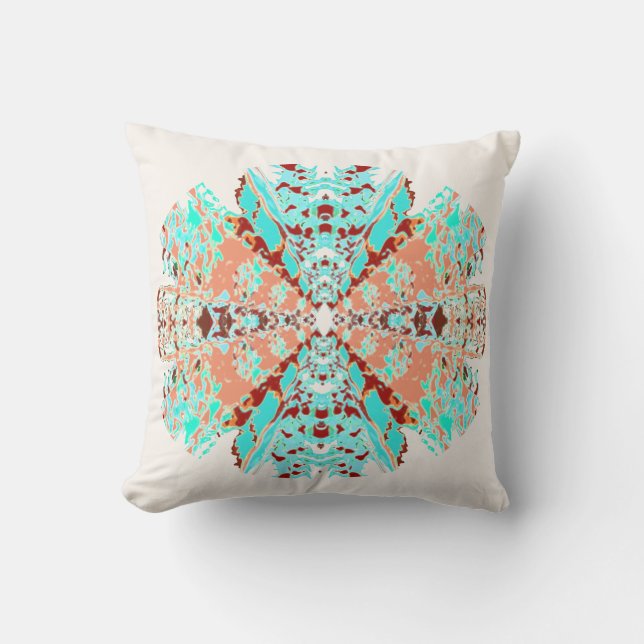 Coussin Coral rose Mint Shades Mandala sur Décor blanc cas (Recto)