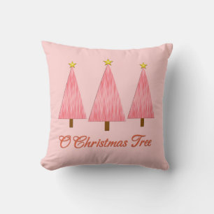 Coussin Coral rose Ombre Motif Arbres de Noël modernes