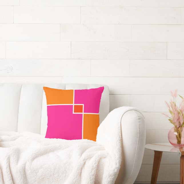 Coussin Coral rose orange Carrés (Canapé)