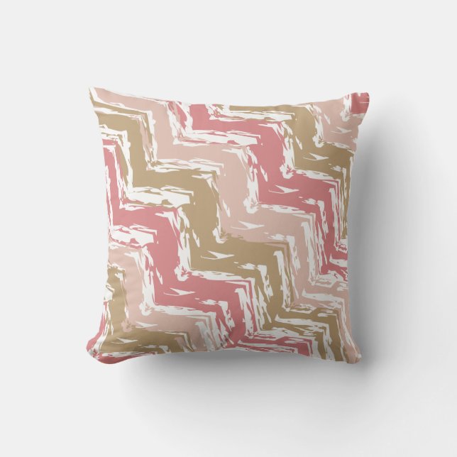 Coussin Coral Spice Scribble ZigZag Chevron Motif (Recto)