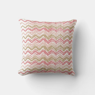 Coussin Coral Spice Scribble ZigZag Chevron Motif
