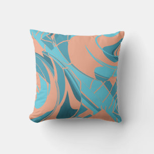 Coussin Coral Turquoise Aqua Fleurissant Floral Art Mosaqu