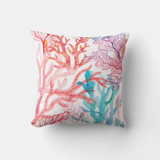 Coussin Coraux aquarelles. Motif sans couture avec sous (Recto)