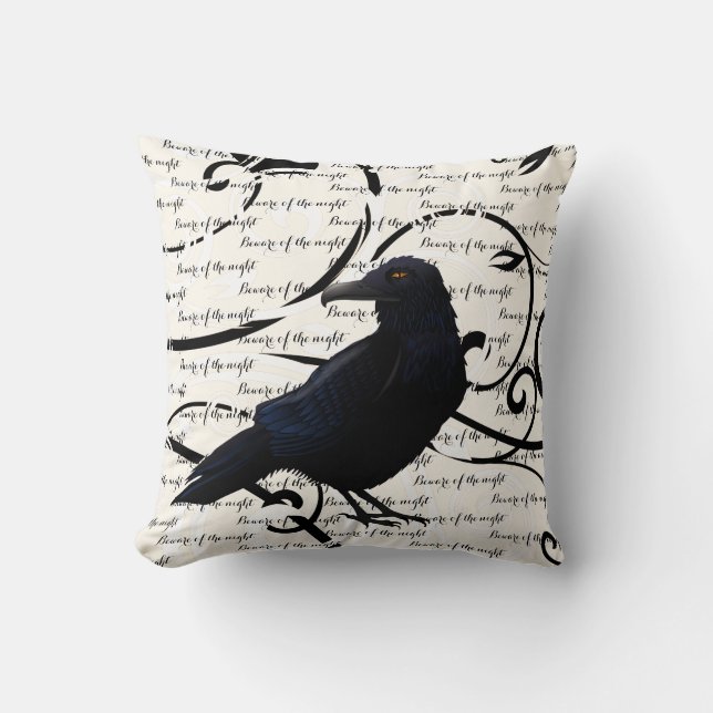 Coussin Corbeau d'oreiller d'Halloween (Recto)