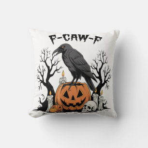 Coussin Corbeau drôle, F-Caw-F, Corbeau crâne, Corbeau got