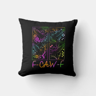 Coussin Corbeau F-Caw-F Coloré Néon Goth Oiseau Drôle