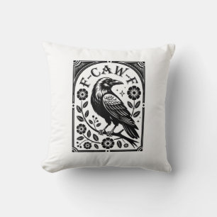 Coussin Corbeau, F-Caw-F Oiseau Drôle Graphisme Esthétique